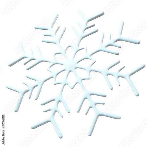 Snowflake 3d png winter design. Ice frozen shape for winter backgrounds. Falling snow white element