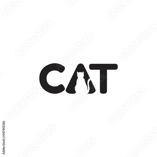 cat logo with negative space in letter a. logo for cat lover, pet house, animal community