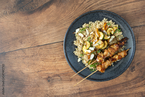 Chicken Shish Kebabs with Bulgar and Zucchini photo