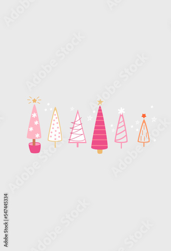 Universal Christmas templates with decorative Christmas Tree. Merry Christmas greeting card in minimal design
