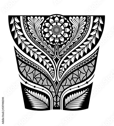Tattoo tribal abstract sleeve, black arm shoulder tattoo fantasy pattern vector art design isolated on white background