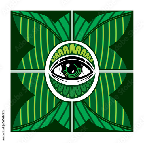 All seeing eye masonic symbol tattoo. Vision emblem. Vector illustration.