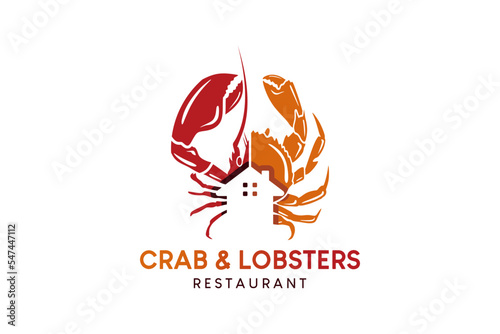 Lobster and crab logo design, lobster and crab restaurant logo or seafood