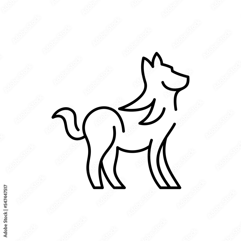 Wolf Minimalist Line Creative Logo Design. Vector icon illustration