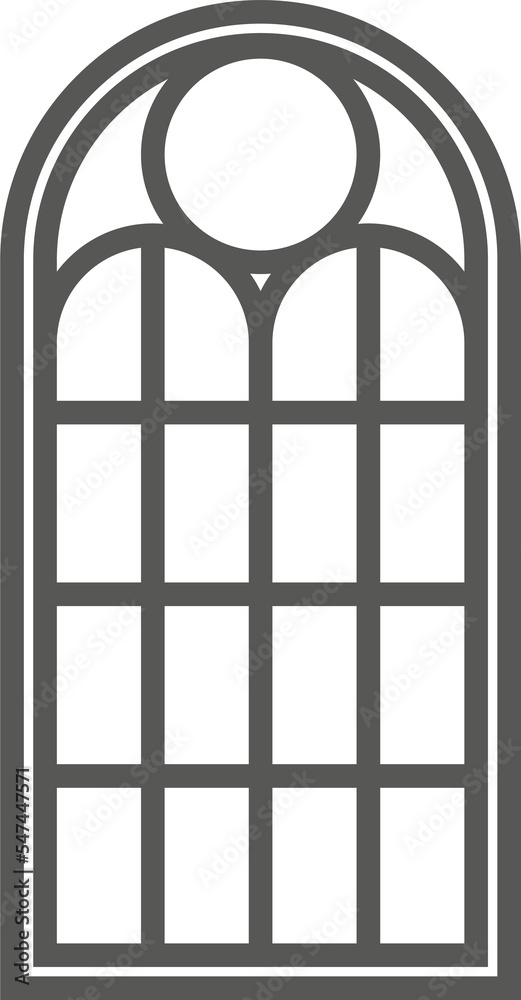 Church medieval window. Old gothic style architecture element. Outline illustration Church medieval window. Old gothic style architecture element. Outline illustration