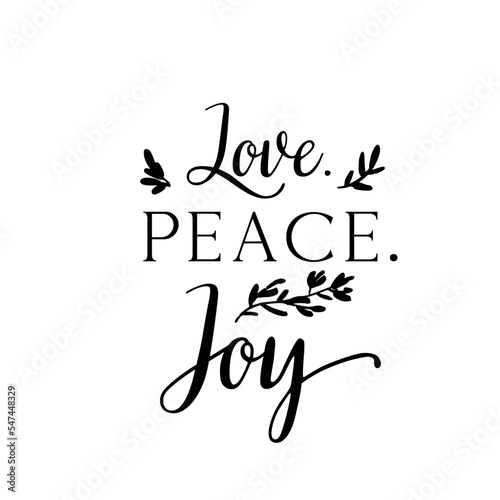 Love Peace Joy Christmas lettering 