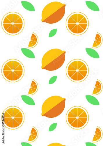 citrus slices pattern illustration, lemon, 2D , fresh