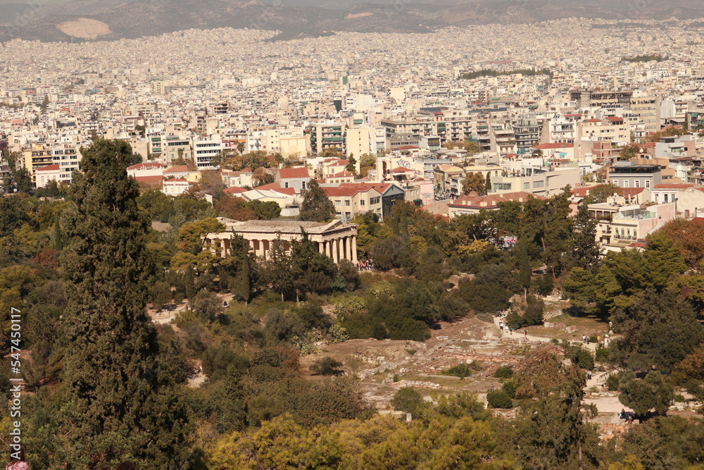Temple of Hephaestus in beutiful sun Greece