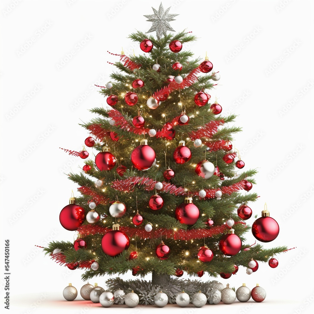 christmas tree with balls isolated on white background christmas tree with balls isolated on white background