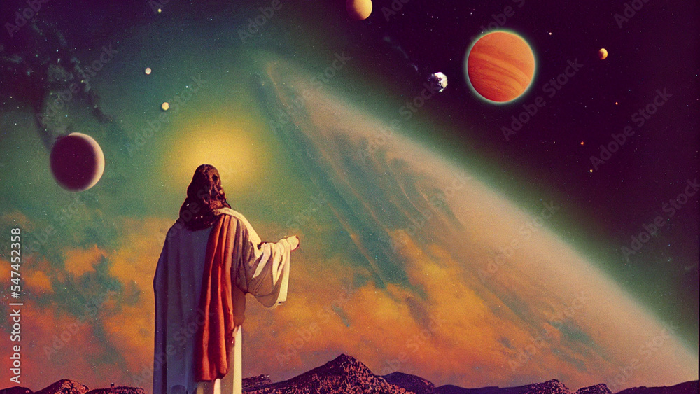 Jesus Christ Universe Celestial Stock Illustration | Adobe Stock