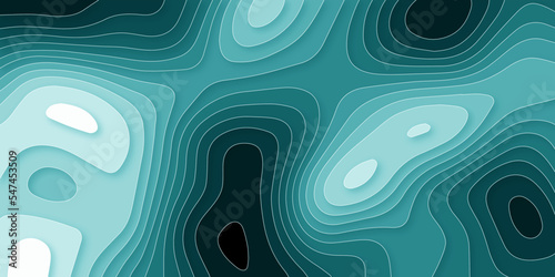 Seamless abstract sky blue green background paper cut realistic topography relief. Topography contour map background illustration. luxury paper cut 3d background.