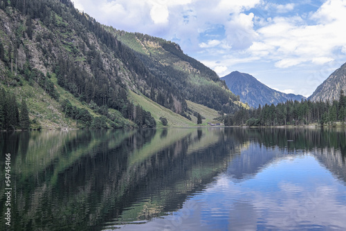 Fototapeta Naklejka Na Ścianę i Meble -  Schwarzensee mountain lake in Solktaler Nature Park, Kleinsolker Obertal, the largest lake in the Niedere Tauren, Scladming, Styria, Austria