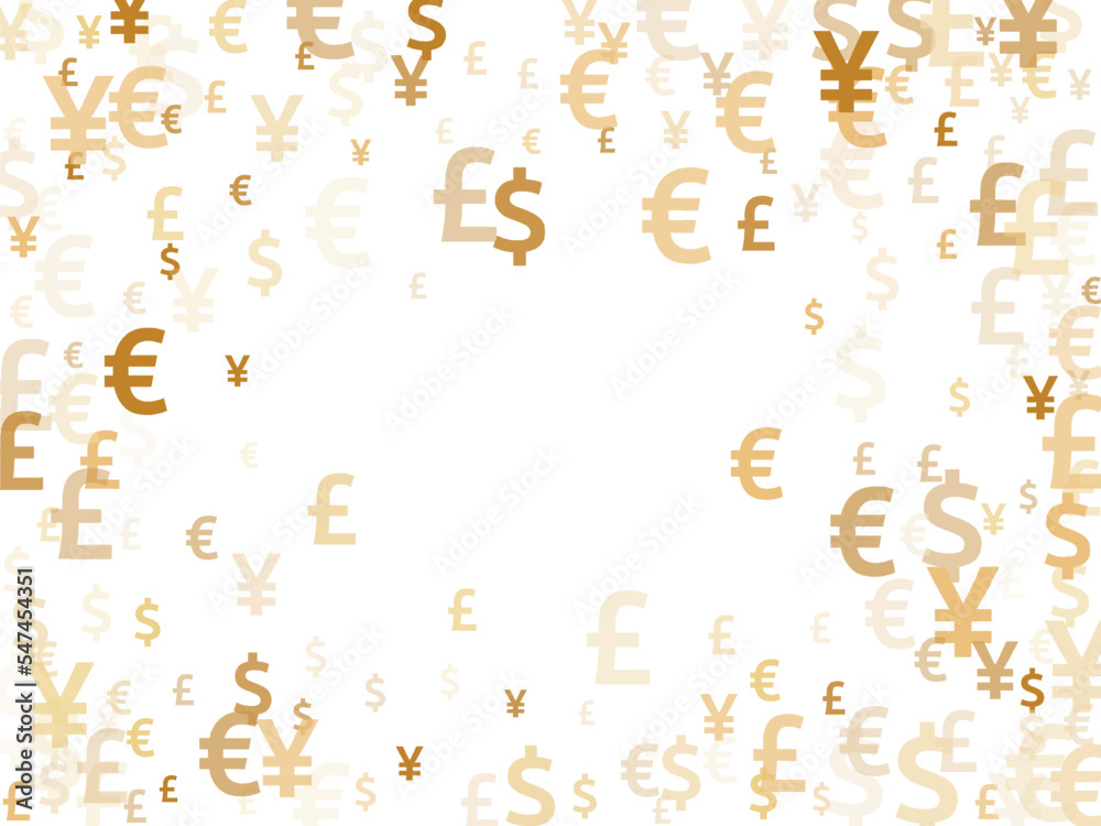 Euro dollar pound yen gold signs flying currency vector design. Trading pattern. Currency symbols