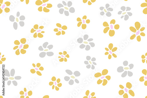 Fototapeta Naklejka Na Ścianę i Meble -  Simple flower seamless pattern vector tissue print design. Rustic floral fashionable fabric print.