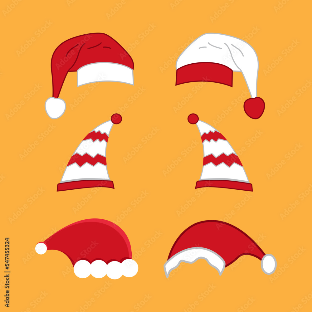 Naklejka premium Collection of cute illustrations of santa claus hat elements