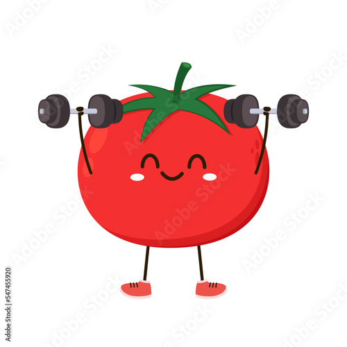 Cute tomato character design. Happy vegetable vector illustration. Cartoon tomato flat design for children books.