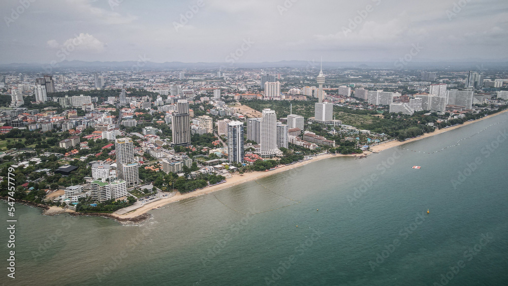 The aerial view of Pattaya in Thailand