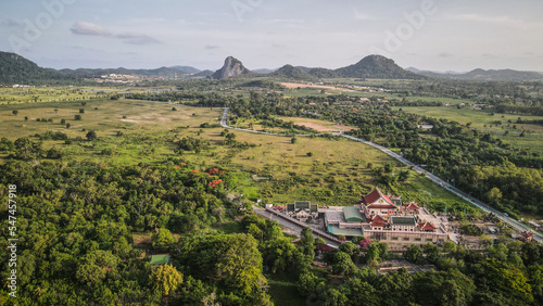 The aerial view of temple around Pattaya in Thailand