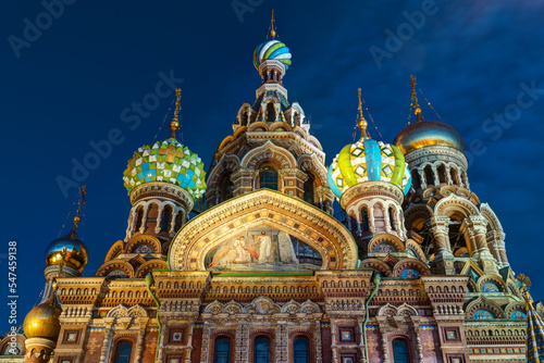 Church of Saviour on Spilled Blood at night, Saint Petersburg, Russia photo
