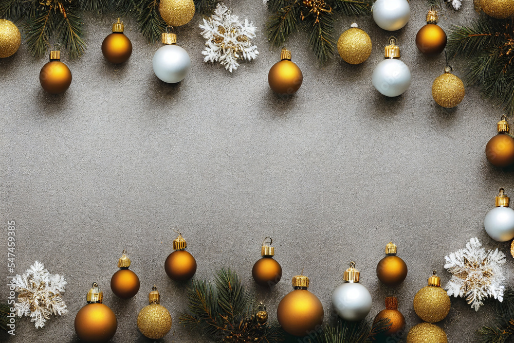 Fototapeta premium Christmas background on the snow or stone background.