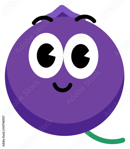 Blueberry face cute with white stroke