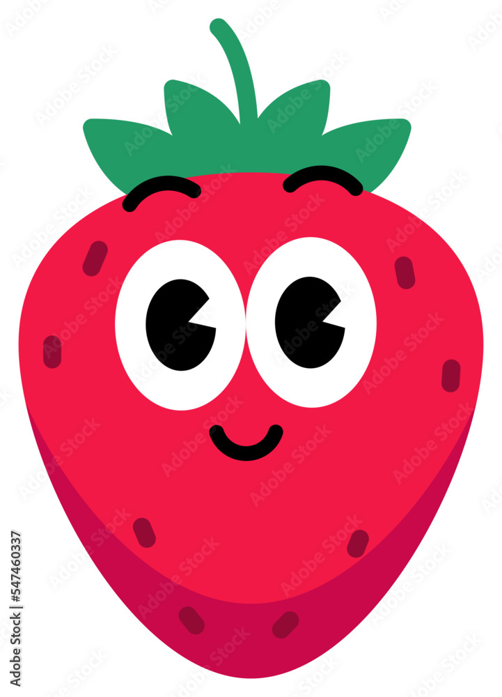 Fototapeta premium Strawberry face cute with white stroke