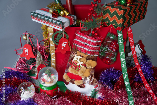 Christmas Giftbox Decorations Background Photo, Uskudar Istanbul, Turkey