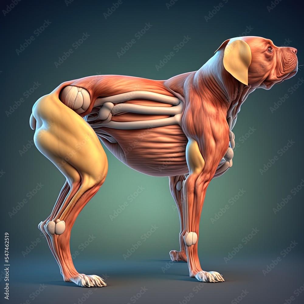Obliquus Capitis Caudalis muscle Dog muscle Anatomy For Medical Concept