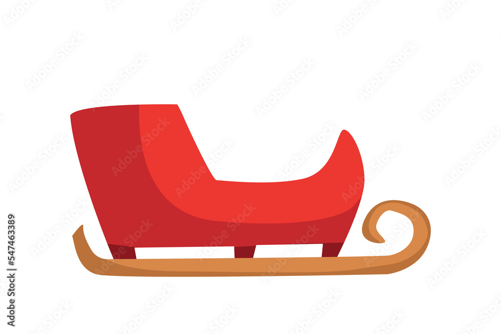 Santa's Christmas sleigh. A red empty winter cart. Vector cartoon illustration on a white background. Santa's Christmas sleigh. A red empty winter cart. Vector cartoon illustration on a white background.
