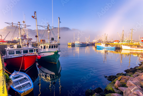 View of Saint John Harbour Newfoundland Canada during sunrise