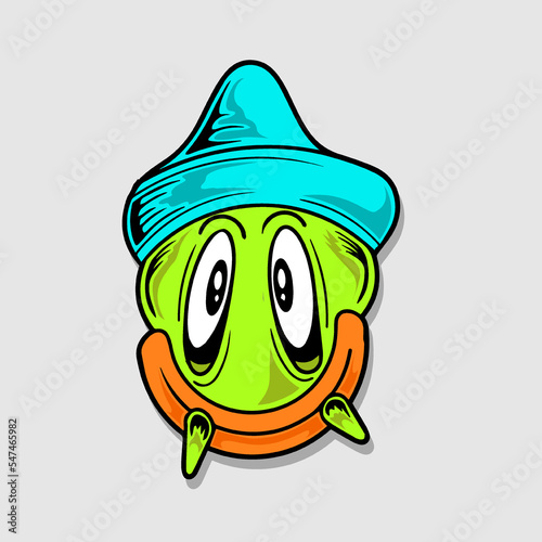 Retro 30s funny comic and cartoon character face. Element of emotion character mascot vector illustration