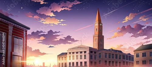 Fotografia Anime style city. AI generated art illustration.