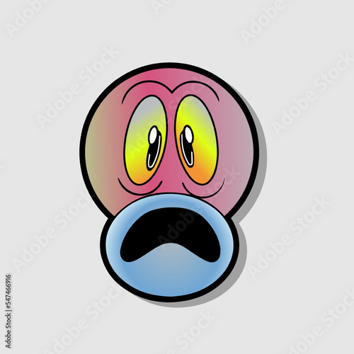 Illustration of cute cartoon comic character in retro style with expressions of different emotions