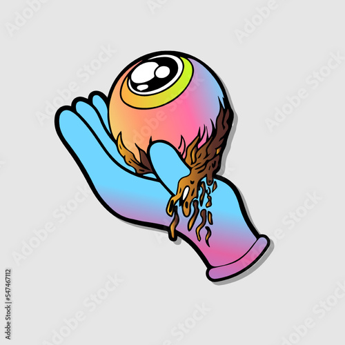 Illustration of funny abstract comic icon with various emotion