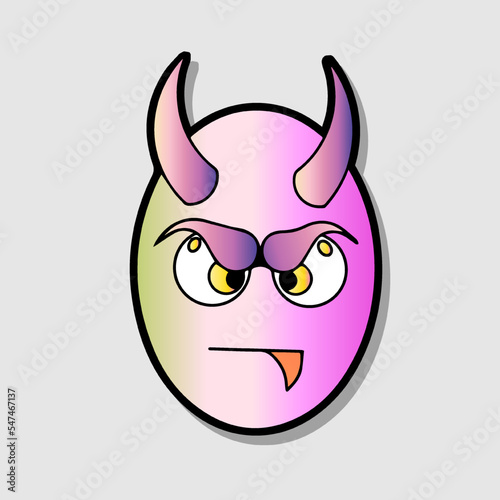 Illustration of funny abstract comic icon with various emotion