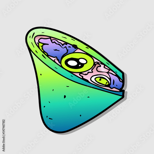 Illustration of funny abstract comic icon with various emotion
