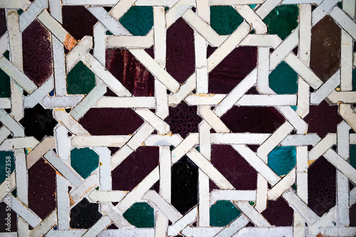 Geometric seamless andalusian pattern with ceramic tiles in Spain Sevilla photo