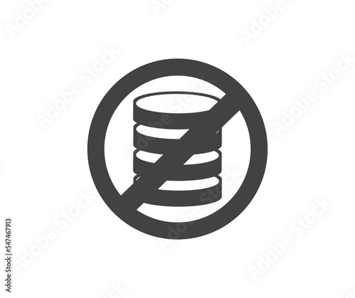 No pay coins, no cash accepted sign logo design. Banking currency sign. Editable stroke. Coins money symbol vector design and illustration.

