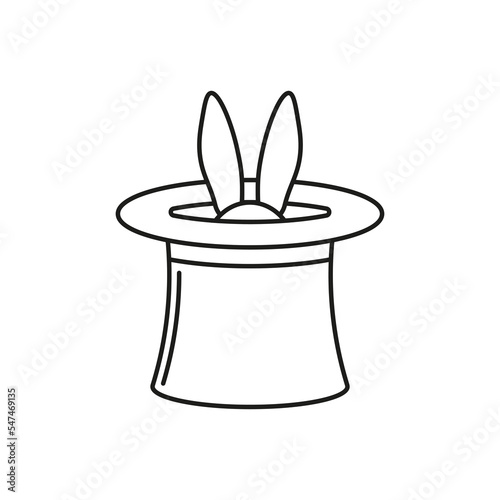 Magic hat with rabbit icon. Vector. Line style.	