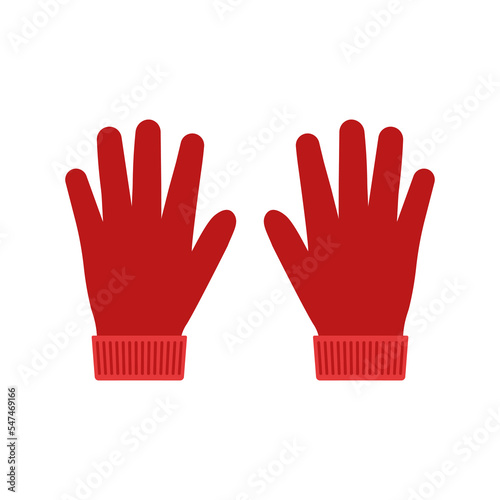 Red winter gloves icon. Vector illustration.