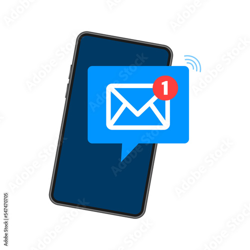 New message icon. Smartphone, mobile, laptop. New nessage in flat style. Vector illustration. photo