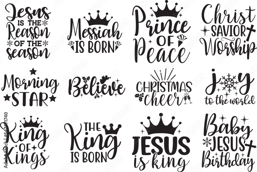 Christmas quotes bundle, Christian quotes bundle, Jesus Quotes, Baby Jesus, typography handwriting bundle collection, vector, king of kings