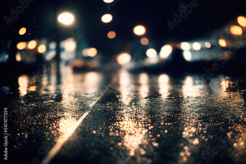 Asphalt after rain, night city