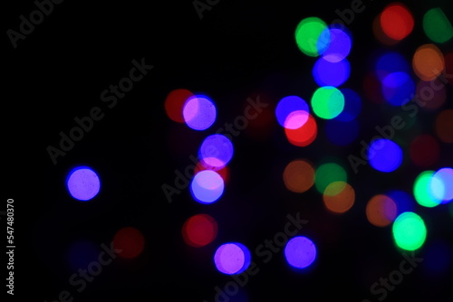 Blurred lights on black background
