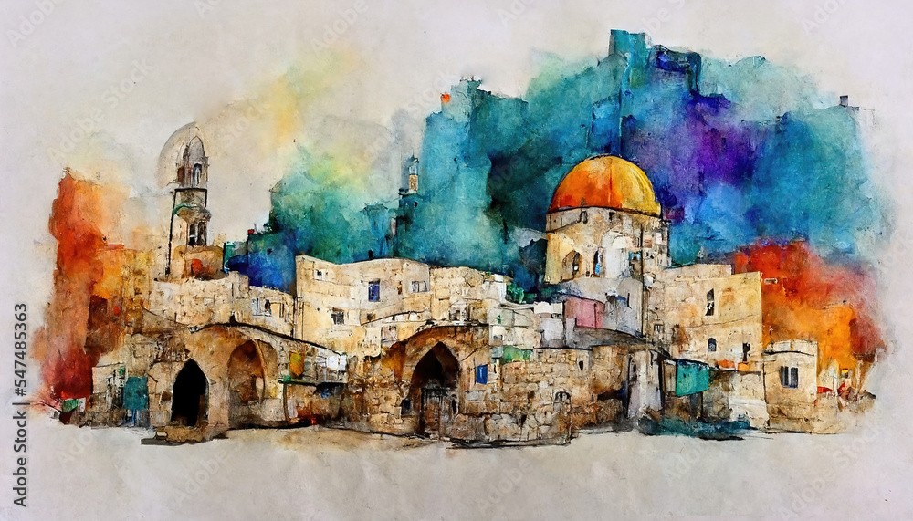 Naklejka premium jerusalem israel bright abstract art