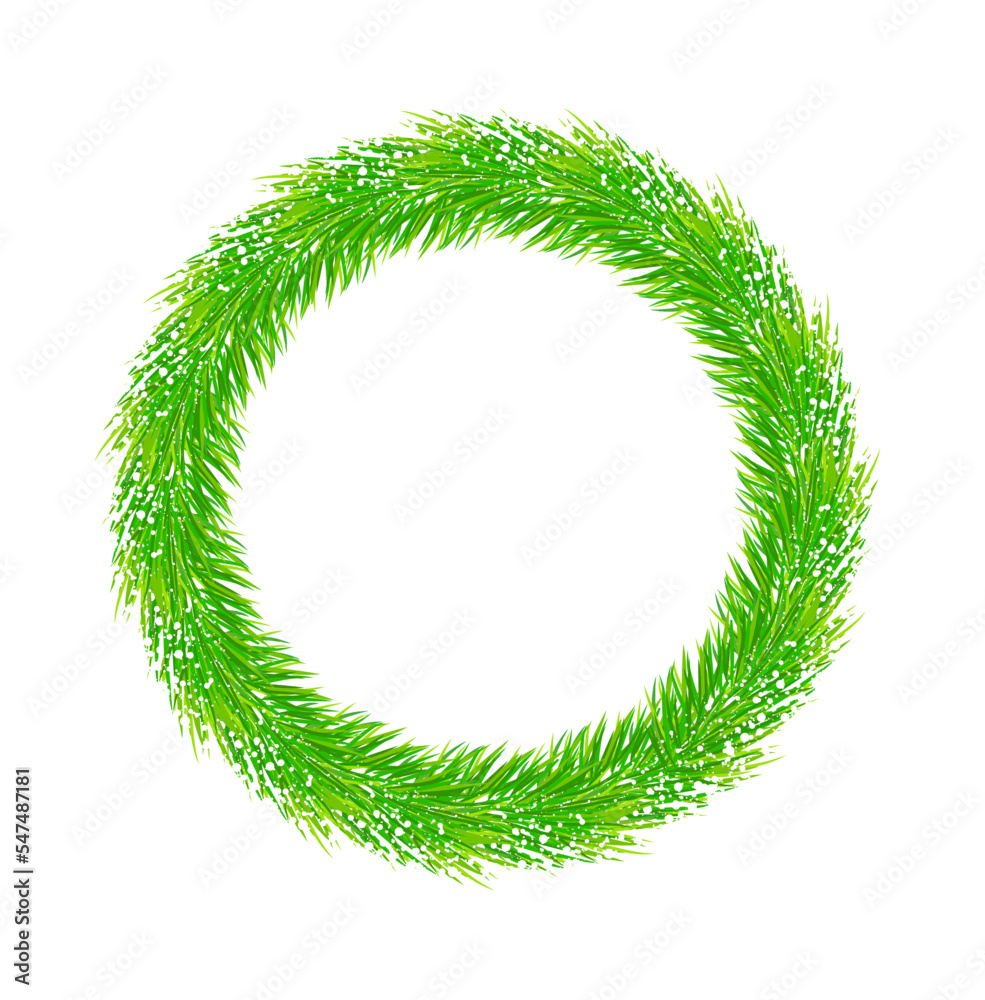 Zielony nieudekorowany wieniec ilustracja green wreath illustration - obrazy, fototapety, plakaty 