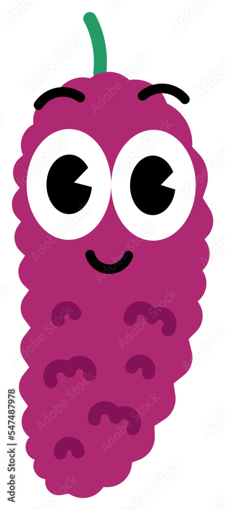 Fototapeta premium Mulberry face cute with white stroke