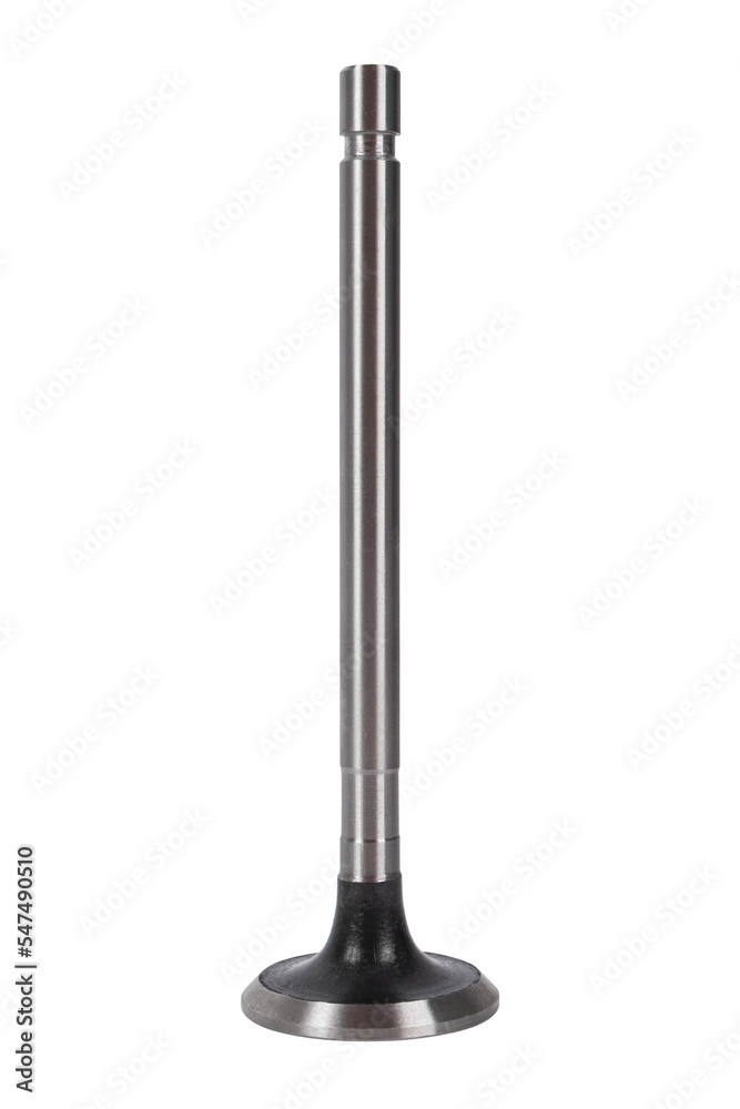 Engine valve isolated on white background. Valve of the engine metal on a white background. Spare parts catalog. Engine valve isolated on white background. Valve of the engine metal on a white background. Spare parts catalog.