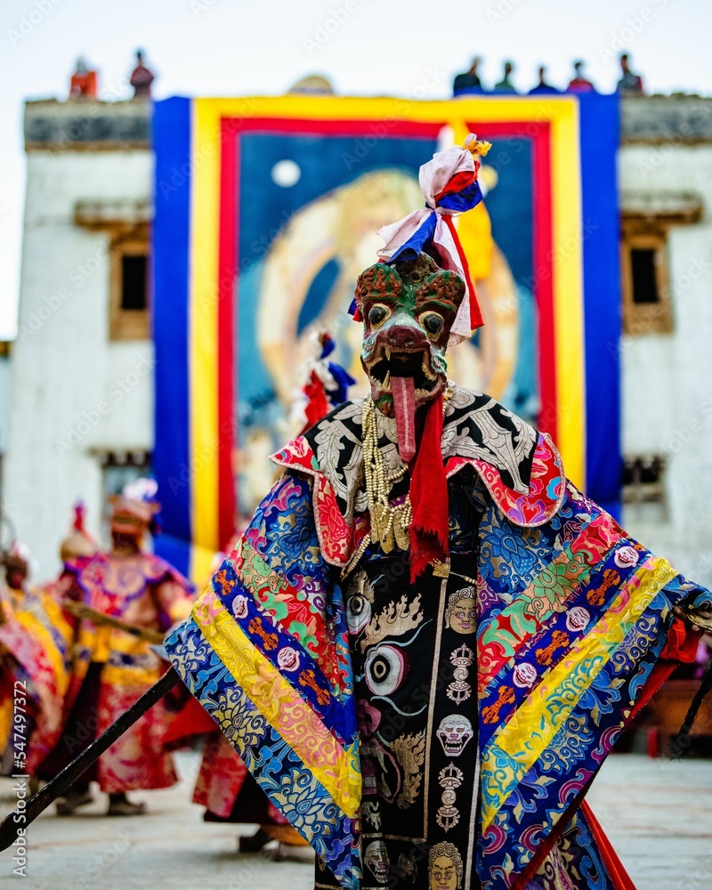 Ast Ritual Attire Tibetan Buddhist in traditional demon ghost clothing for ritual dance ...