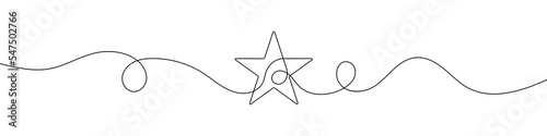 Star in continuous line drawing style. Line art star icon. Vector illustration. Abstract background